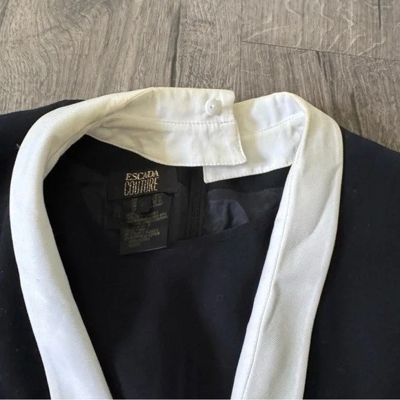 Vintage Escada Couture Black White romper Dress with Gold Accents size 36 - Picture 9 of 14